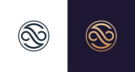 Modern elegant letter S infinity logo in circle border