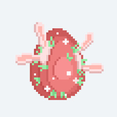 Obraz premium Pixel art pink easter egg with bunny ears.