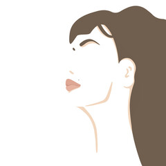Silhouette of a woman. The concept of tenderness, comfort, care, self-love. Vector illustration on a white background for a logo, business cards, certificates, diplomas.