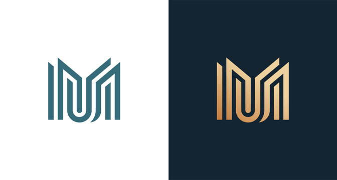 Classy geometric letter MM monogram logo
