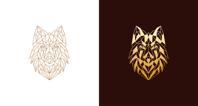 Abstract elegant wolf head illustration logo