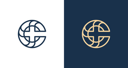 Modern elegant letter C, Cross icon logo