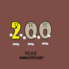 200 NUMBER CUTE YEAR ANNIVERSARY CELEBRATION DESIGN VECTOR TEMPLATE ILLUSTRATION