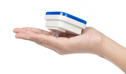 Hand holding Wall Lights Night light isolated on white background