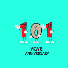 101 NUMBER CUTE YEAR ANNIVERSARY CELEBRATION DESIGN VECTOR TEMPLATE ILLUSTRATION