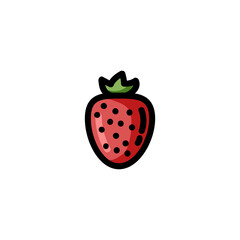 Strawberry flat outlined icon. Vector fruit logo isolated on white background. Vegan food symbol, media glyph for web