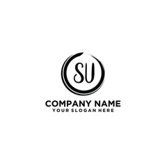 Letter SU Beautiful handwriting logo