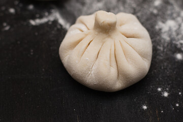 raw Georgian khinkali sprinkled