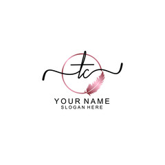 Letter TC Beautiful handwriting logo