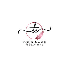 Letter TE Beautiful handwriting logo