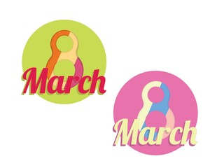Creative 8 March logo vector design with international womens day icon.Womens day symbol.Minimalistic design.Vector illustration