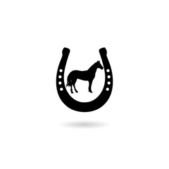Horse and Horseshoe icon with shadow © sljubisa