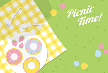vector background with picnic illustrations for banners, cards, flyers, social media wallpapers, etc.