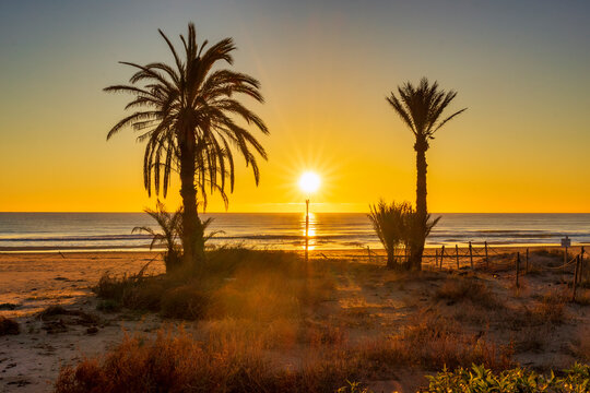 The beach during a nice and calm sunrise