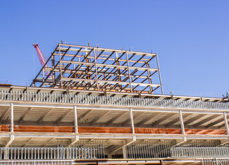 Steel Girders On New Commercial Building Under Construction