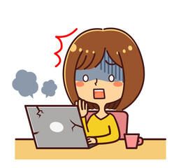 パソコン　故障　女性　リモートワーク