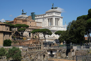 Fototapeta na wymiar Ancient Roman Forum, heart of Roman Empire, famous tourist landmark, guided tour concept, Rome, Italy