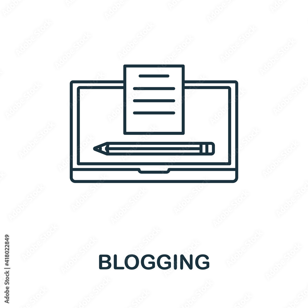 Poster blogging vector icon symbol. creative sign from seo and development icons collection. filled flat bl