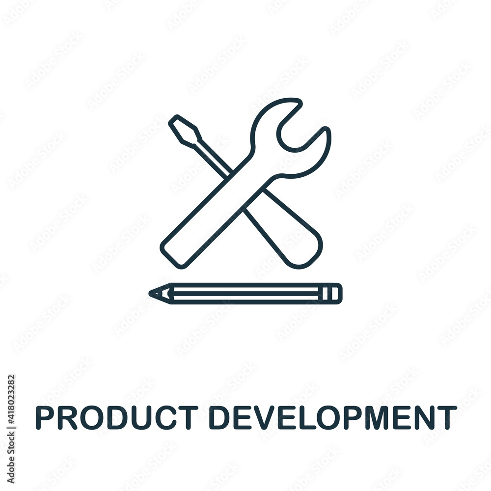 Poster product development vector icon symbol. creative sign from seo and development icons collection. fil