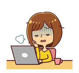 パソコン　疲労　ストレス　女性　リモートワーク