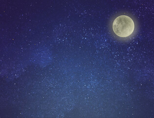 Obraz na płótnie Canvas Night sky with stars and moon as background. Universe