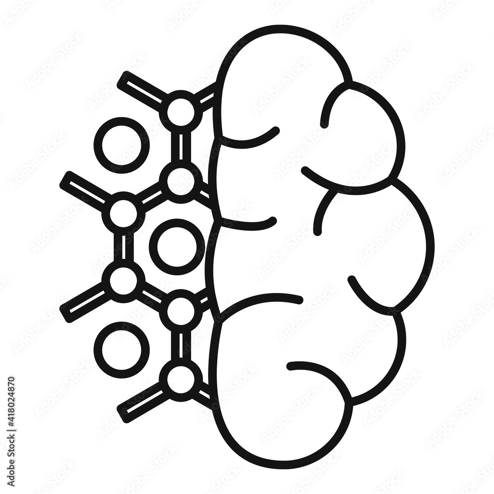 Aufkleber brain nanotechnology icon. outline brain nanotechnology vector icon for web design isolated on white
