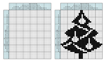 Japanese crossword puzzle. Kids and adult mathematical mosaic. Nonogram. Logic puzzle game. Digital rebus. Vector illustration