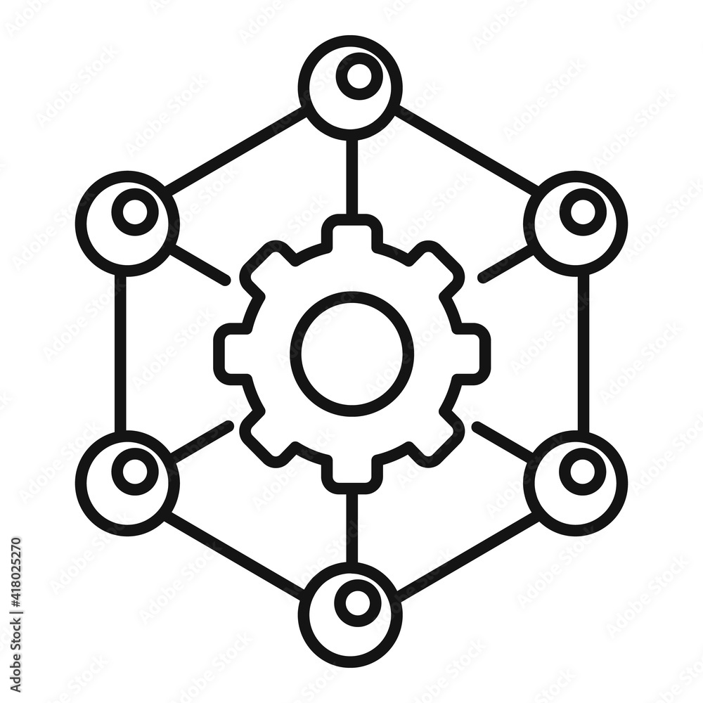 Aufkleber nanotechnology gear structure icon. outline nanotechnology gear structure vector icon for web design