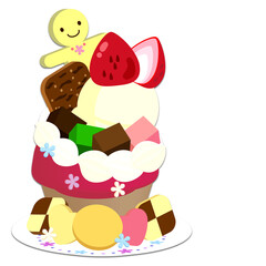 アイスクリームつきお祝い用カップケーキとクッキー|Celebration cupcakes and cookies with ice cream