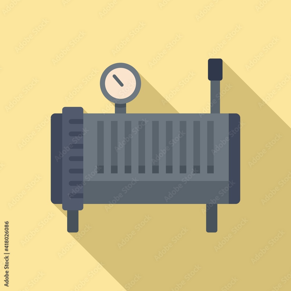 Poster device air compressor icon. flat illustration of device air compressor vector icon for web design