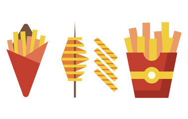 Fried Potatoes Fast Food Munchies Flat Icons