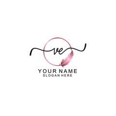 Letter VE Beautiful handwriting logo