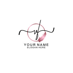 Letter VF Beautiful handwriting logo