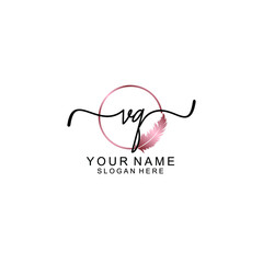 Letter VQ Beautiful handwriting logo