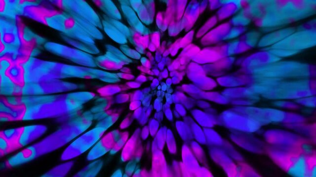 Neon tie dye abstract background animation. Loopable motion.