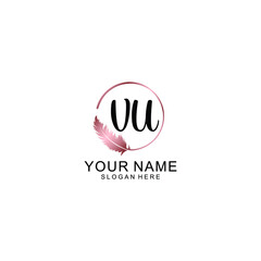 Letter VU Beautiful handwriting logo