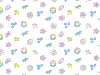 パステルカラーの和柄シームレスパターン