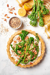 BROCCOLINI,  LABNE AND ALMOND TART