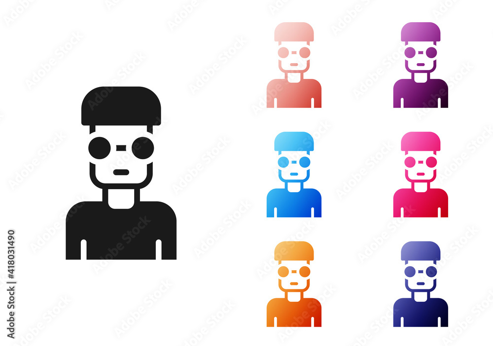Poster black nerd geek icon isolated on white background. set icons colorful. vector.