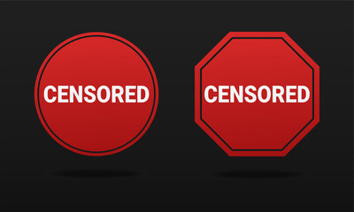 Censored sign. Sensitive content warning. Isolated on dark background. Illustration vector 
