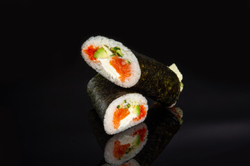 shawarma sushi roll on black