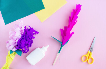 DIY How to make flowers from colored corrugated paper with your own hands, congratulations on mother's day, on birthday, step by step, step 9