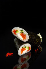 shawarma sushi roll on black