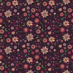 Seamless floral ornament pattern in ethnic style. Design for wallpaper, fabric, textile, packaging.	