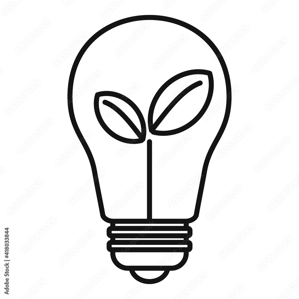 Sticker Eco bulb energy icon. Outline eco bulb energy vector icon for web design isolated on white background