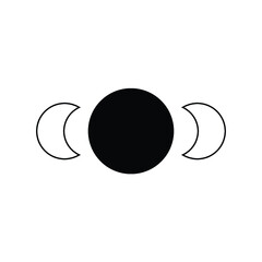 two crescent dark moon.Space moon star astronomy Planet eclipse abstract sun dark abstrak, vector, symbol, logo, icon, sign, Illustration Minimalist.
