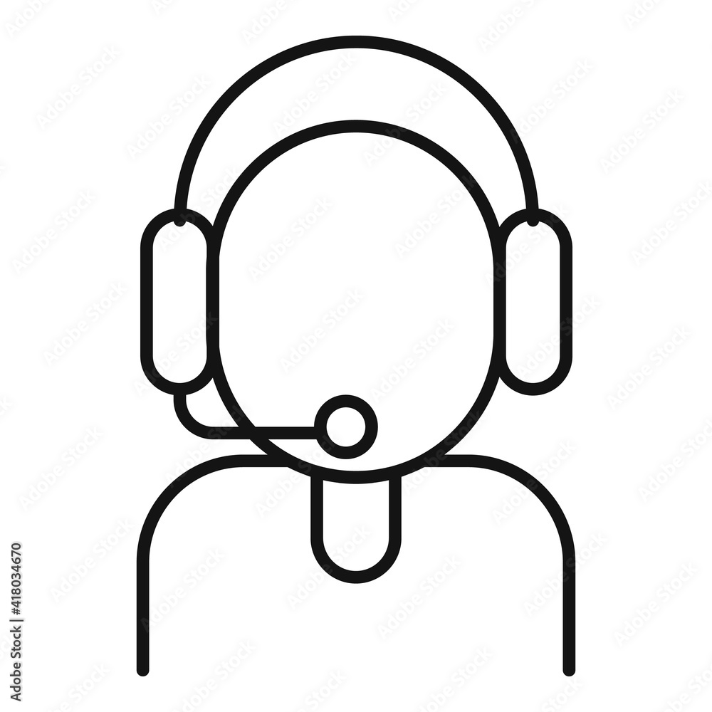 Poster online call support icon. outline online call support vector icon for web design isolated on white b