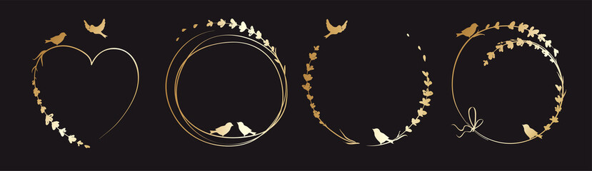 Frames for Wedding invitation. Set vector design elements, golden floral frames.