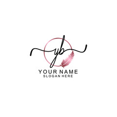 Letter YB Beautiful handwriting logo
