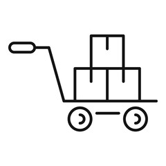 Naklejka premium Parcel cart icon. Outline parcel cart vector icon for web design isolated on white background